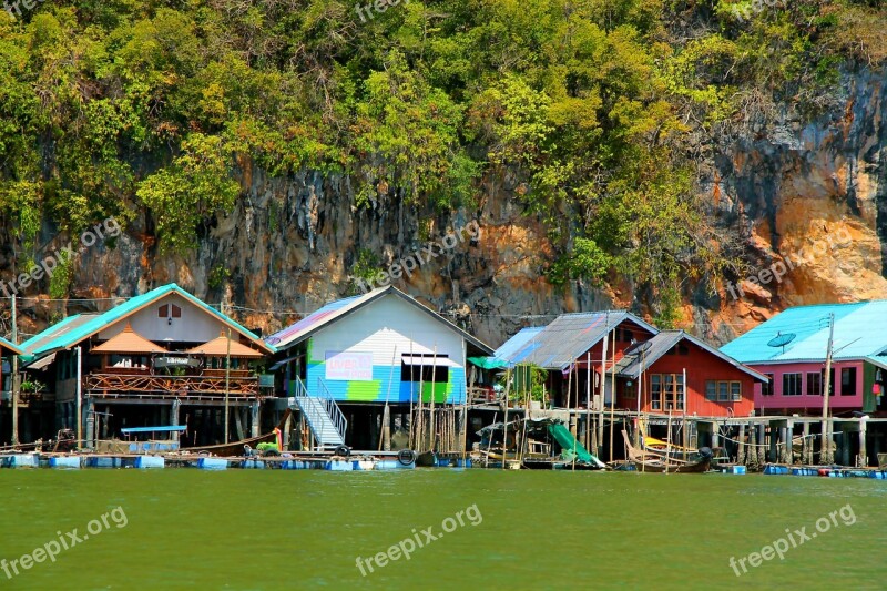 River Water Houses Architecture Landscape