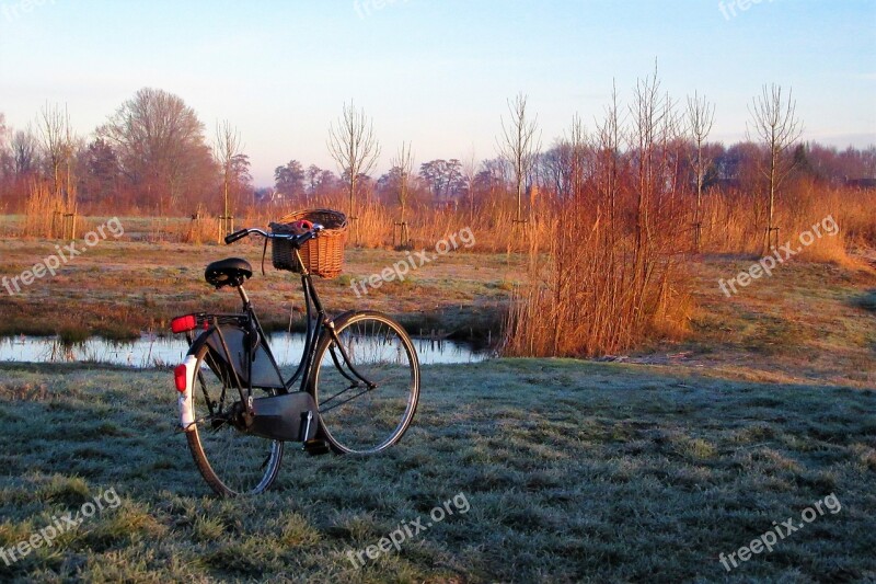 Bicycle Grandma's Bike Netherlands Winter Landscape