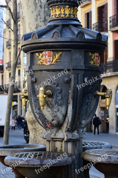 Canaletas Fountain Barcelona Ramblas Tourism