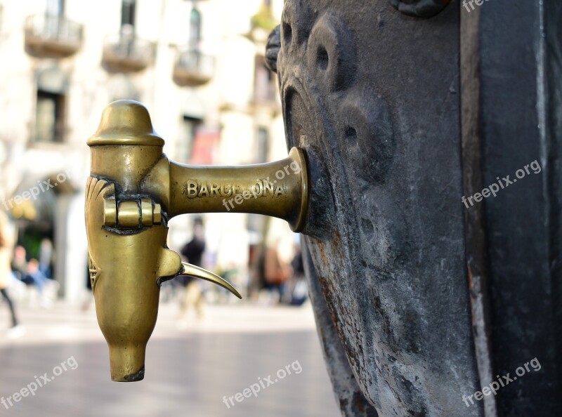 Barcelona Fountain Architecture Ramblas Tourism