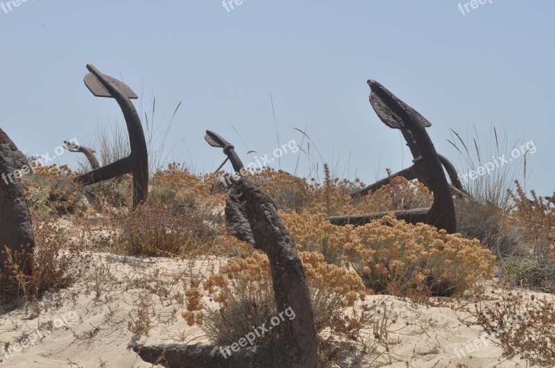 Beach Anchor Tavira Portugal Cemetery