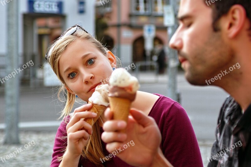 Ice Cream Ice Cream Cone Couple Pair Free Photos