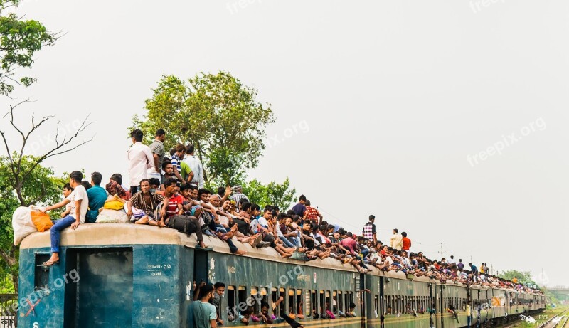 Train Busy Crowd People Transport