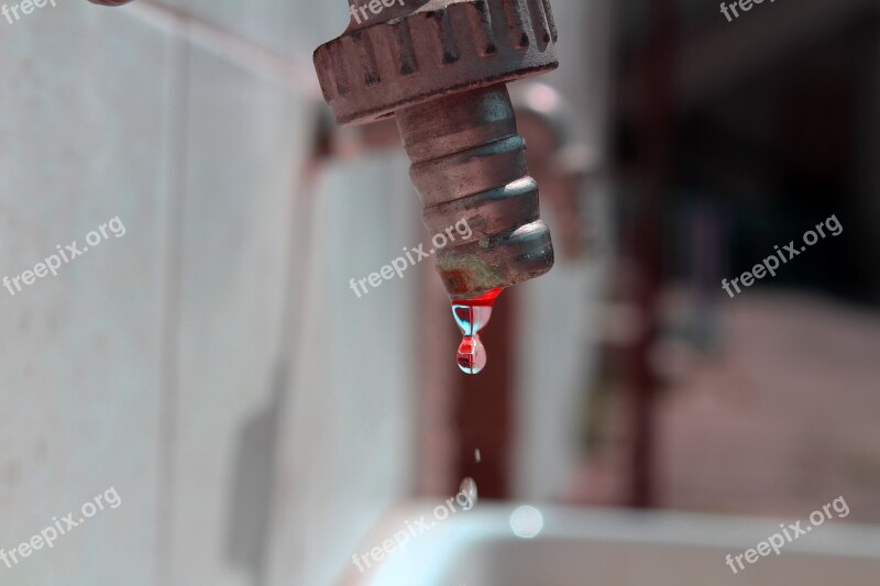 Faucet Water Blood Red Drop