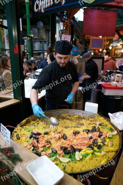 Market Landscape Chef Food Paella