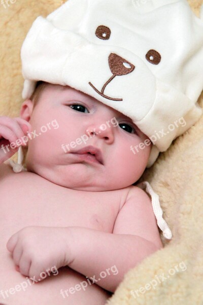 Baby Cap Child Naked Bear Face