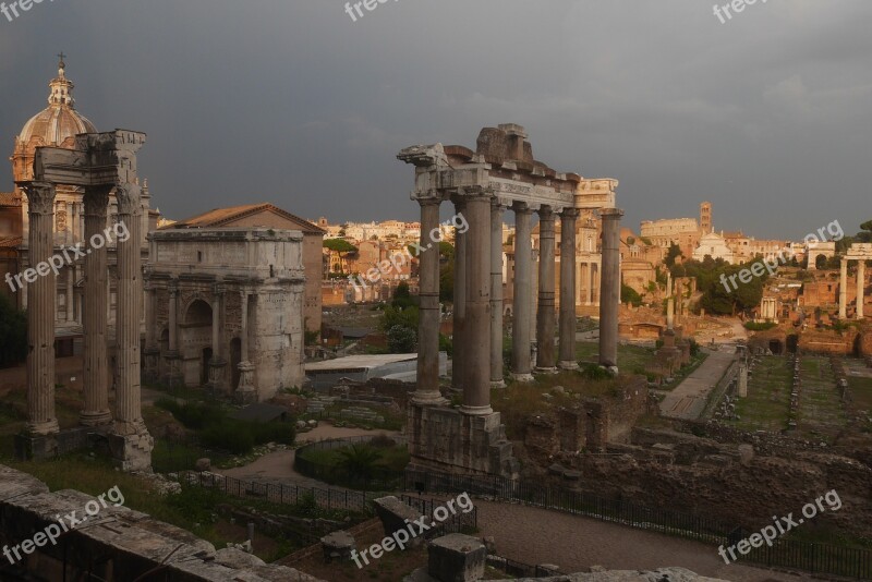 Rome Italy Roman Forum Architecture Sunset