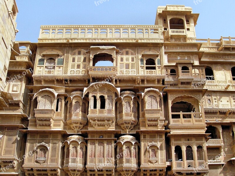 India Jaisalmer Facade Architecture Rajastan