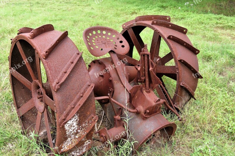 Antique Rusted Farm Machinery Metal Wheels