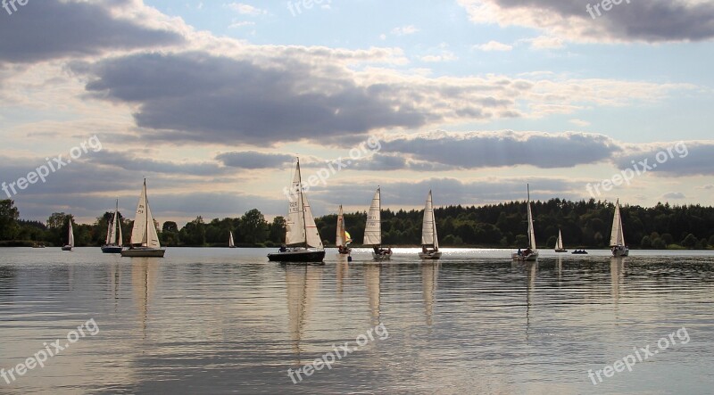 Lake Sailing Boats Water Sail Sky