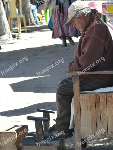 Men Portrait Old Life Peru