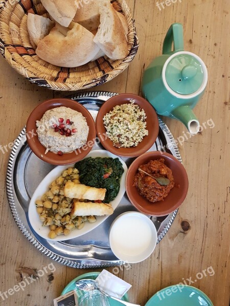 Food Bread Teapot Hummus Tahini