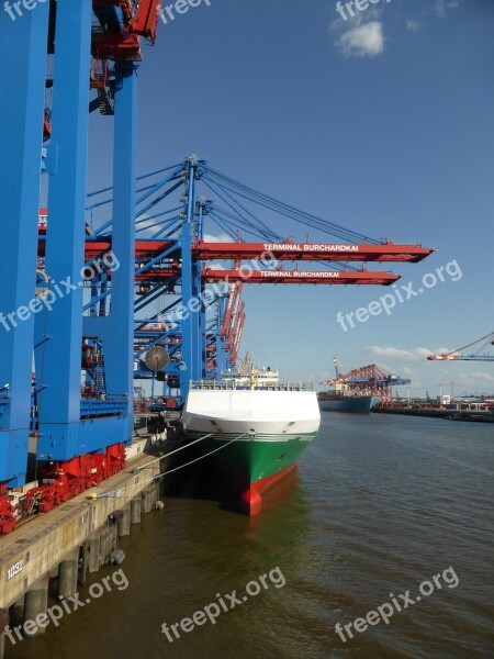 Port Hamburg Burchardkai Elbe Ship