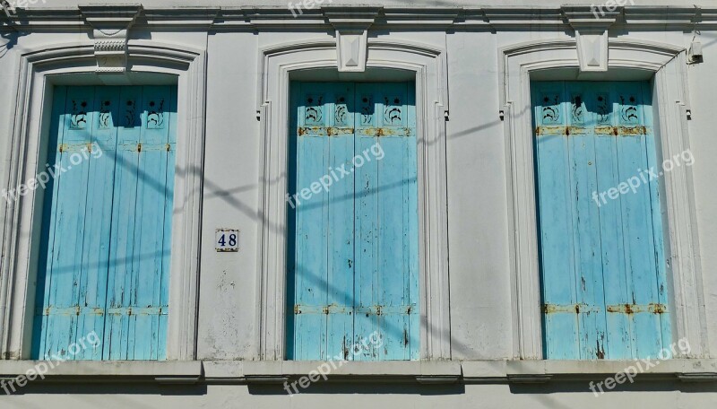 Architecture Facade Shutters Window Blue