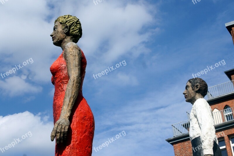 Hamburgensien Statues Sculpture Pair Central Library