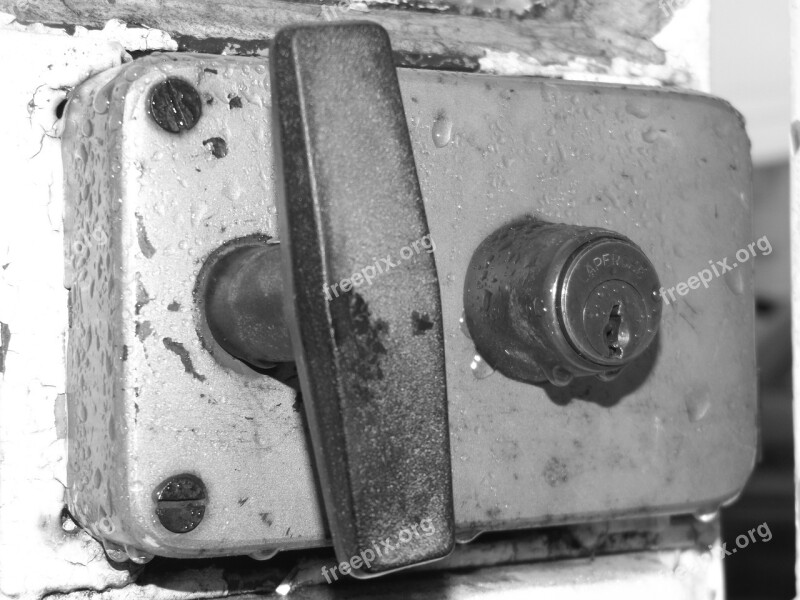 Lock Key Black And White Door Water