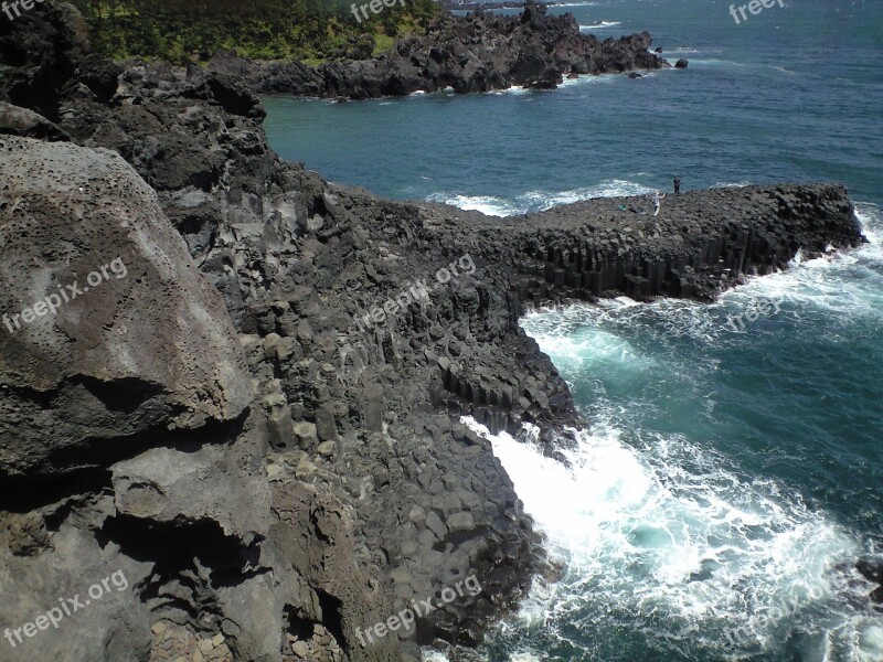 Jeju Island Jusangjeolli Waves Wallpapers Nature