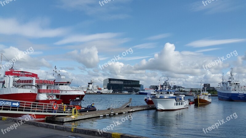 Iceland Rejkavyk Port Ships Sea