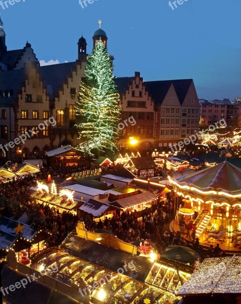 Christmas Market Tree Frankfurt Am Main Germany Germany