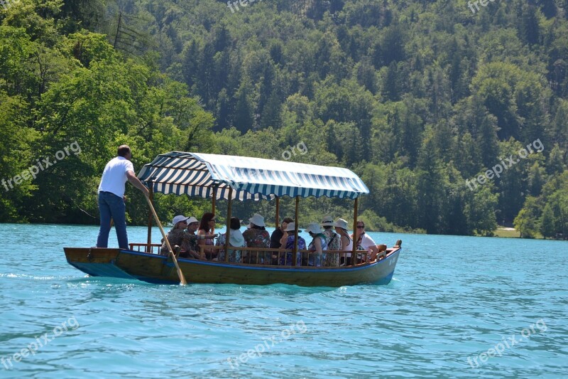 August Bled Boats Ladder Blue Water