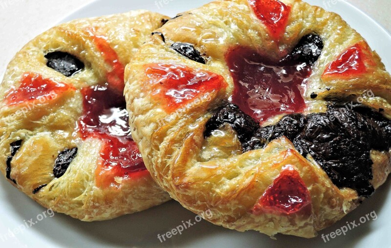 Danish Pastry Cherry Chocolate Sugar Sweet Food