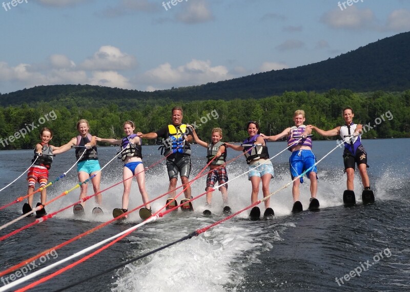 Family Sports Waterskiing Summer Free Photos