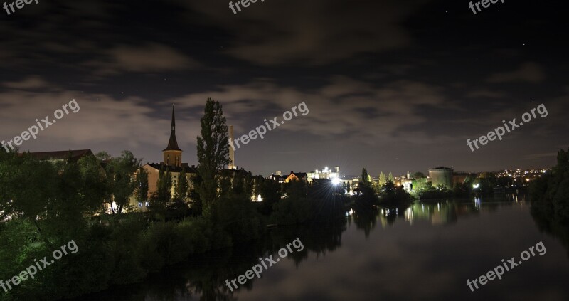 River Main Night Cityscape Germany