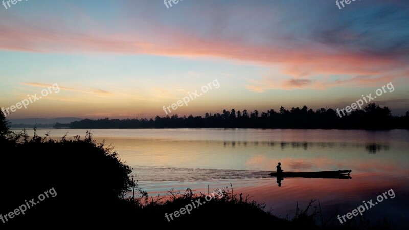 Sunrise Khong Chiam Sky River Mekong River