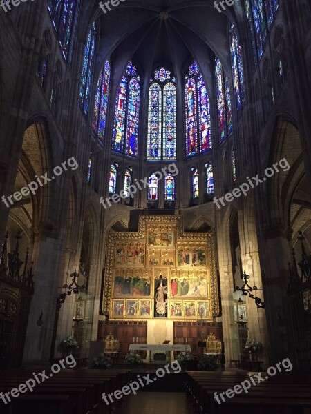 Cathedral Altar Stained Glass Leon Santa Maria De Regla