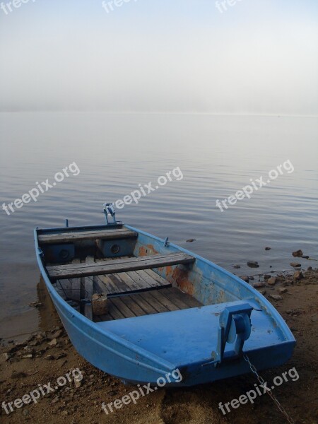 Ship Blue Lake Lipno Fog