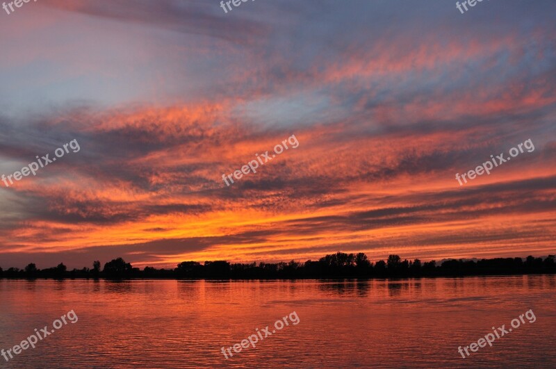 River Sunset Sky Water Evening