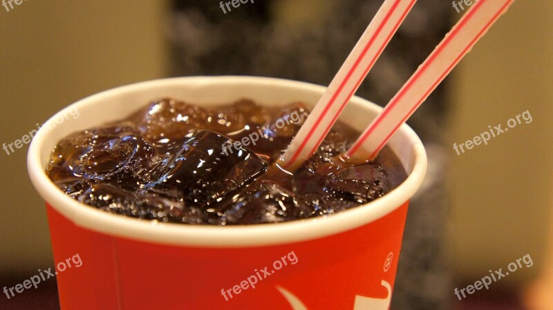 Glass Straw Coke Sparkling Water Food Center