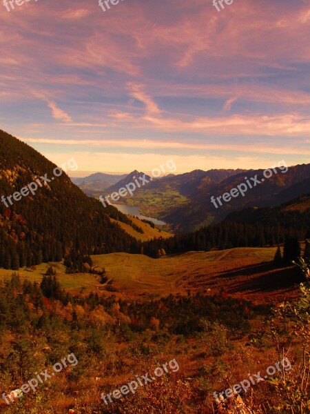 Landscape Autumn Mountains Trees Nature