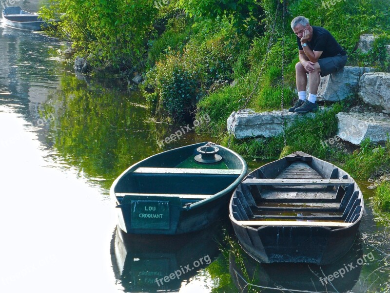 Thinking Boats Tranquil River Pondering