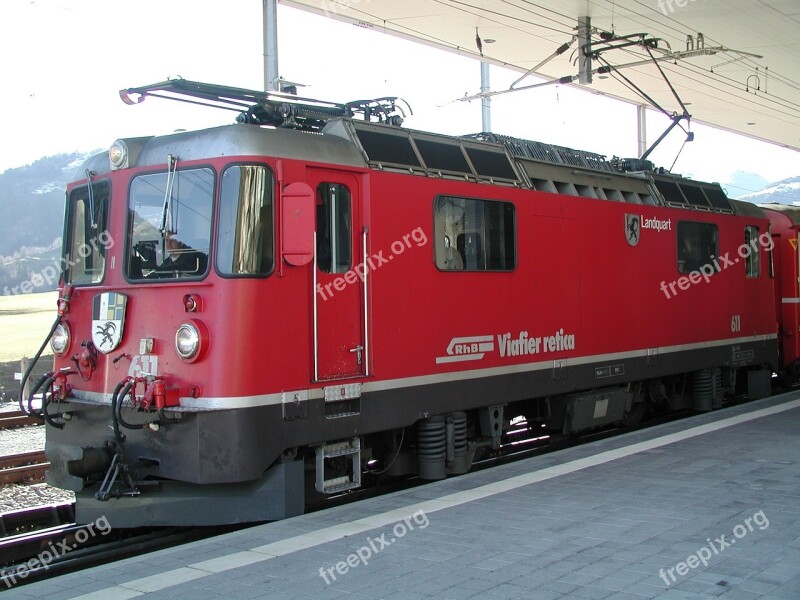 Train Rhb Switzerland Public Means Of Transport Railway