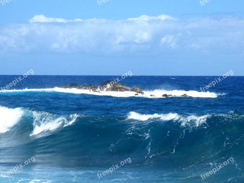 Ocean Rocks Island Hawaii Sea