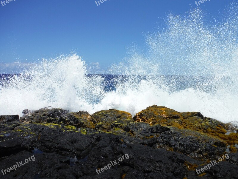 Waves Crashing Ocean Hawaii Summer