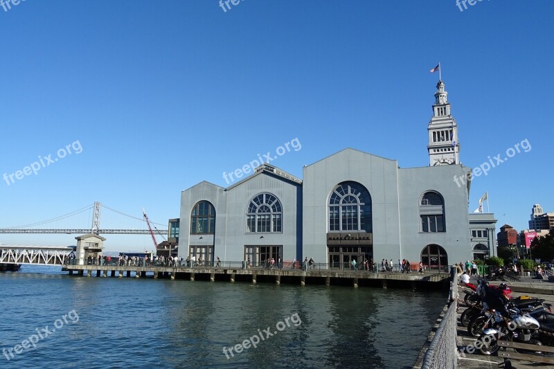 Clock Tower Ferry Building Port Water Front San Francisco