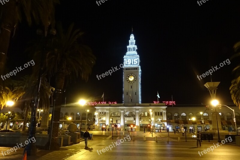 Clock Tower Ferry Building Port San Francisco Embarcadero