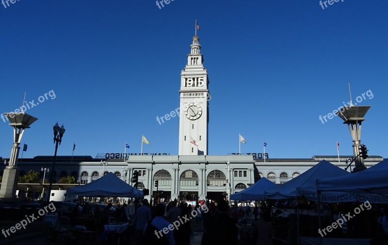 Clock Tower Ferry Building Port San Francisco Embarcadero