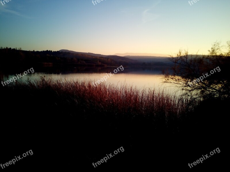 Landscape Sunset Sky Natural Landscape Lake