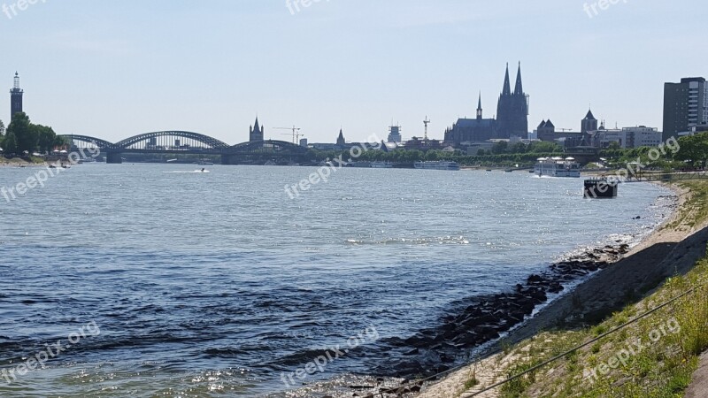 Cologne Rhine Rhine River Landscape Germany