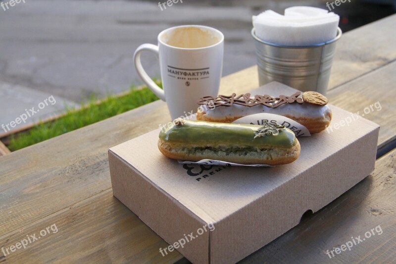 Coffee Dessert Coffee House Eclairs Free Photos