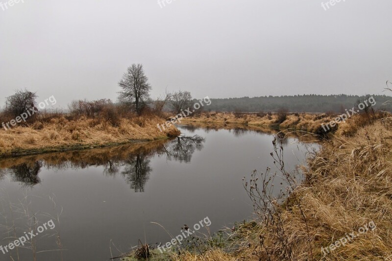 Landscape Nature Autumn Quiet River Reflection In The Water