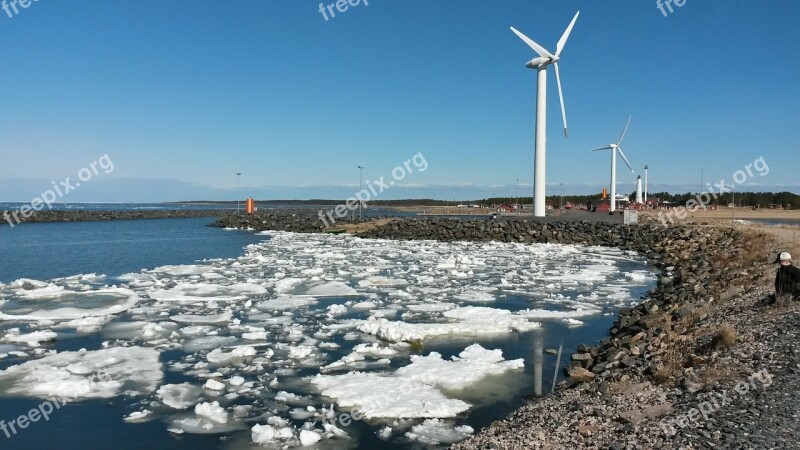 Windmill Ice Hailuoto Free Photos