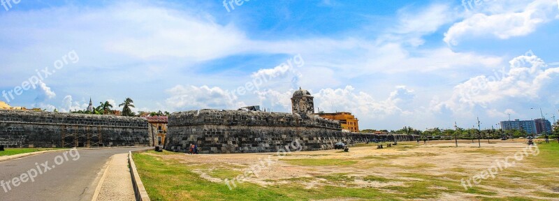 Ancient City Colombia Walls Panoramic Historic City