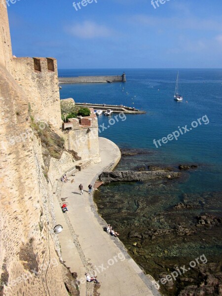 Collioure Fort Mediterranean Harbour Pyrénées-orientales