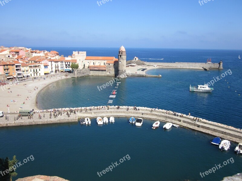 Collioure Mediterranean Harbour Pyrénées-orientales France