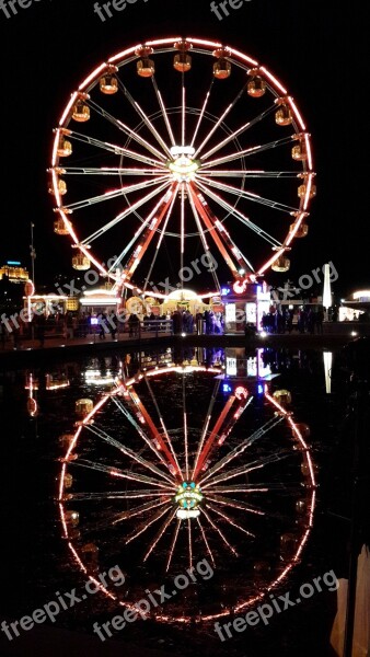 Lucerne Mirror Lake Night Lights Amusement Park Free Photos