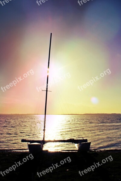 Catamaran Mast Hull Boat Bokeh